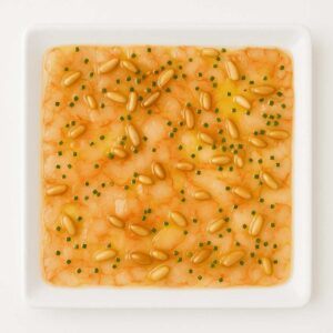 Carpaccio de gamba oli i pinyons