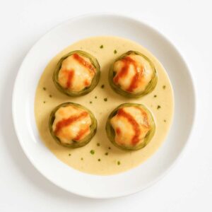 Carxofes amb llagostins i encenalls de pernil