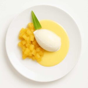 Pinya a la brasa amb crema de cítrics