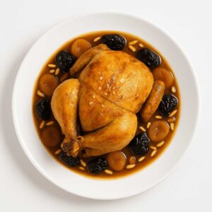 Pollastre de pagès (sencer) prunes i pinyons (8 pax.)