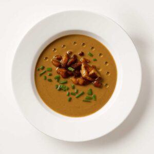 Crema de bolets a la brasa amb foie (4 pax.)